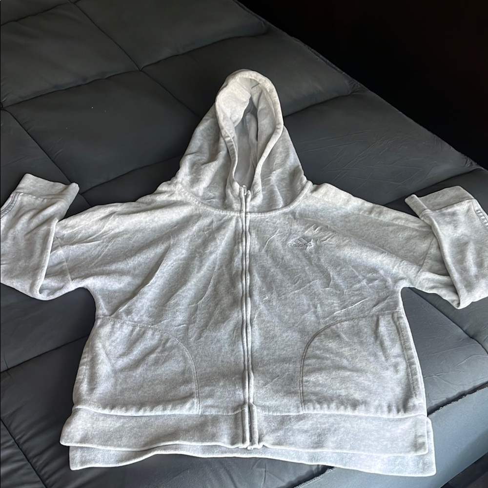 Adidas gray zip-up jacket, youth large (14) size